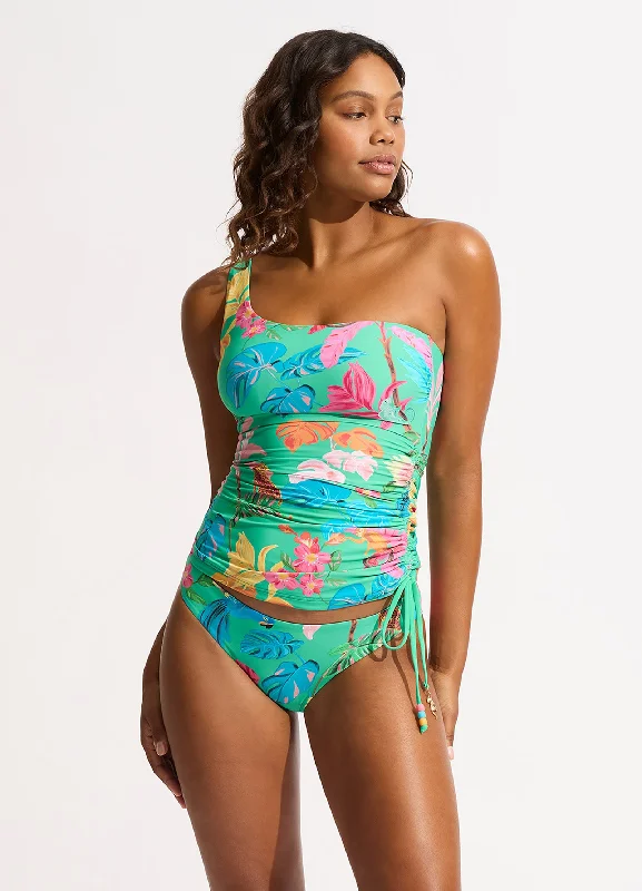 ladies bikini top flash style -Tropica One Shoulder Tankini Top - Jade