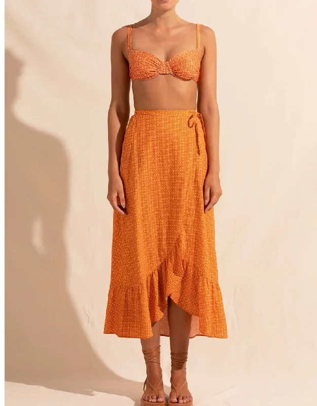 Women’s cover-up clearance gem -Marigold Ruffle Wrap Skirt