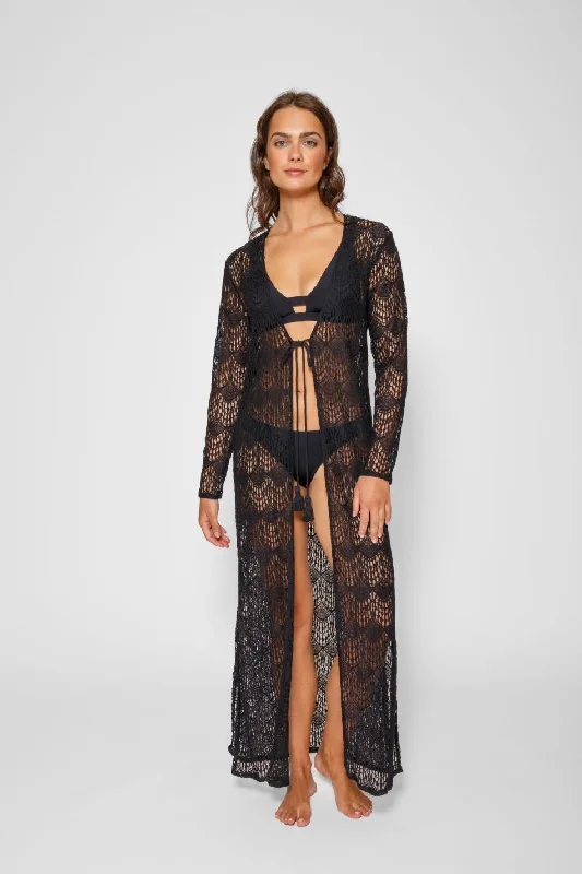 Women’s cover-up galaxy swirl -Flamenco Lace Long Cardigan