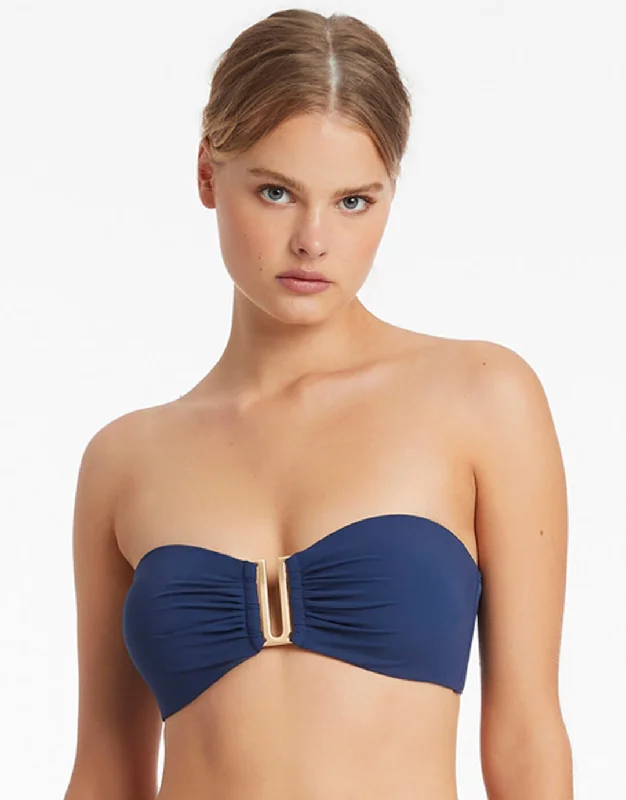 ladies bikini top full support -Jetset U Trim Bandeau Bikini Top - Pacific Blue