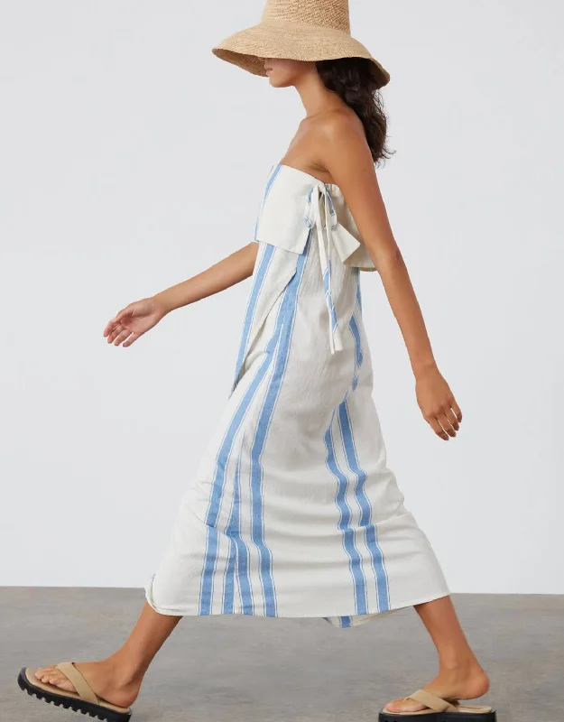 Women’s cover-up beach wrap -Marine Stripe Organic Cotton Blend Dress