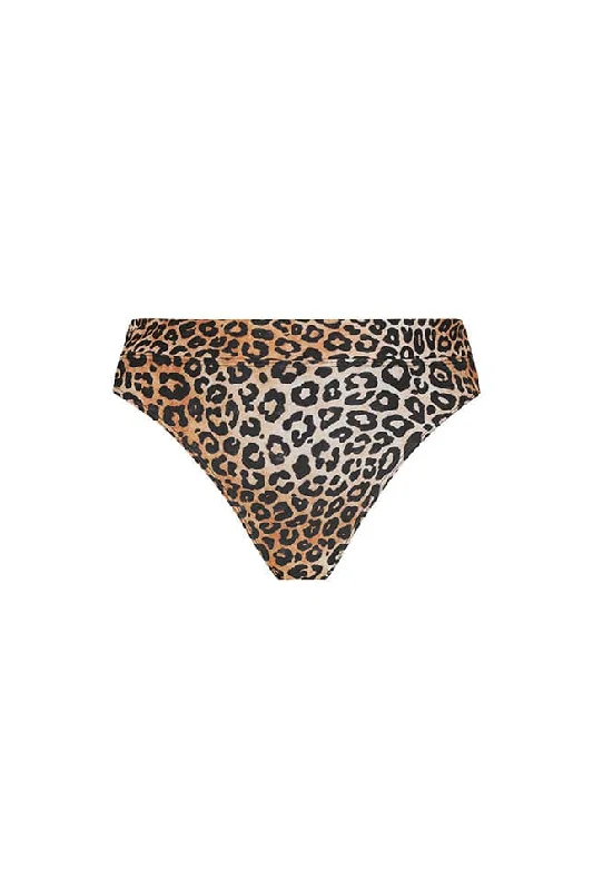 Women’s bikini bottoms smoky shade -Leopard High Cut Bikini Bottoms | Sustainable Swimwear