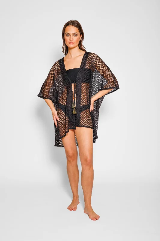 Women’s cover-up sunblock layer -Zuma Crochet Beach Kimono