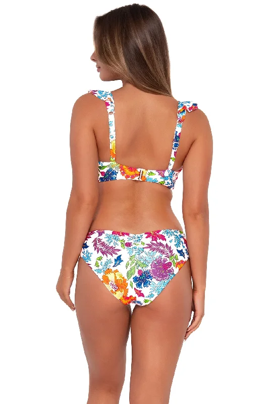 Women’s bikini bottoms party splash -Sunsets Camilla Flora Alana Reversible Hipster Bottom