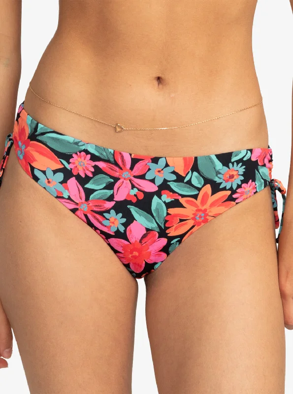 Women’s bikini bottoms beach skirt set -Roxy PT Beach Classics HisPTer Ties Bottom-Anthracite Floral Fiesta Big