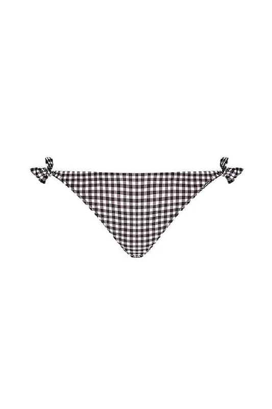 Women’s bikini bottoms sheer overlay -Retro Check Tie Side Swim Pant Bikini Bottom