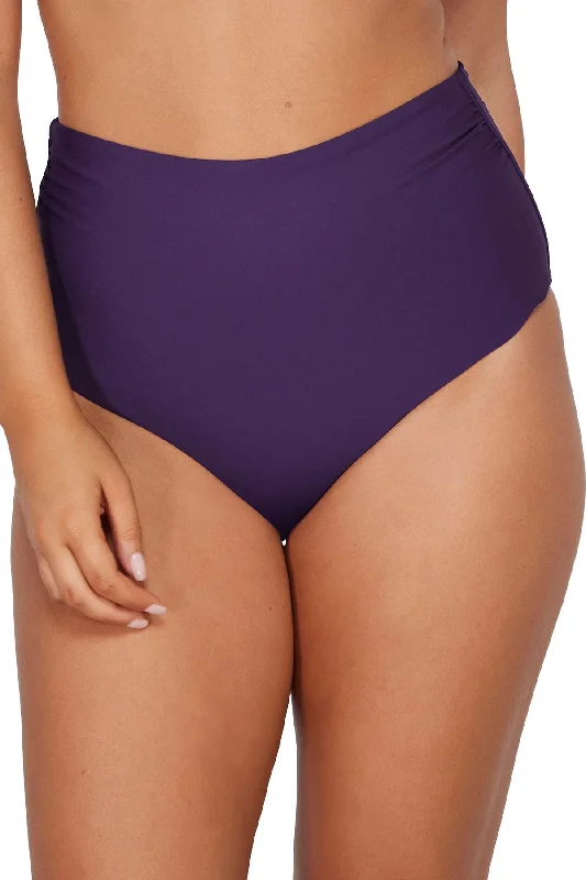 Women’s bikini bottoms textured weave -Sunsets Paradise Plum Capri High Waist Bottom