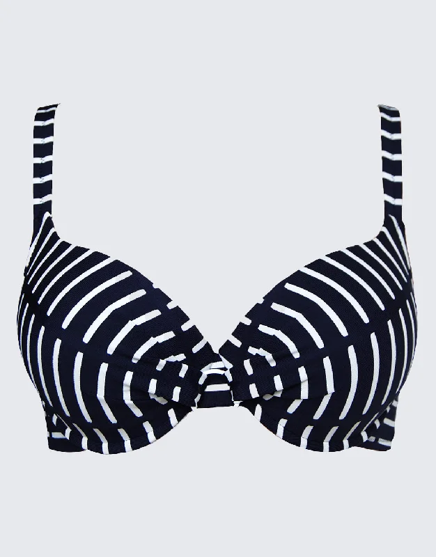 ladies bikini top tide ready -Capri Plunge Bikini Top - Navy Stripe