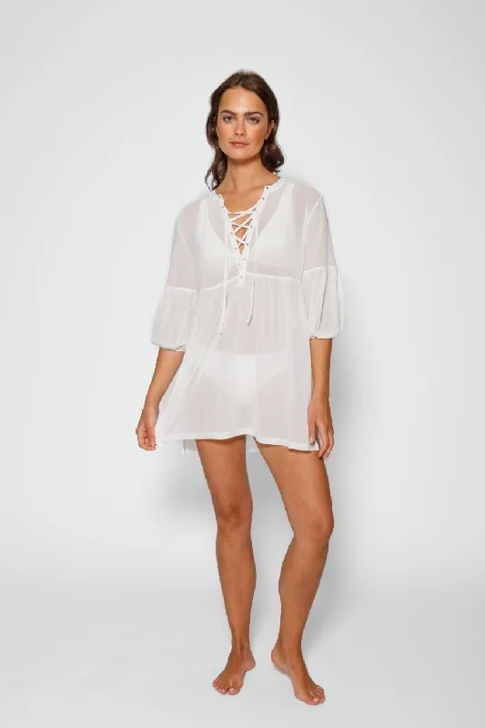 Women’s cover-up bronze glow -Escape Mesh Lace Front Tunic