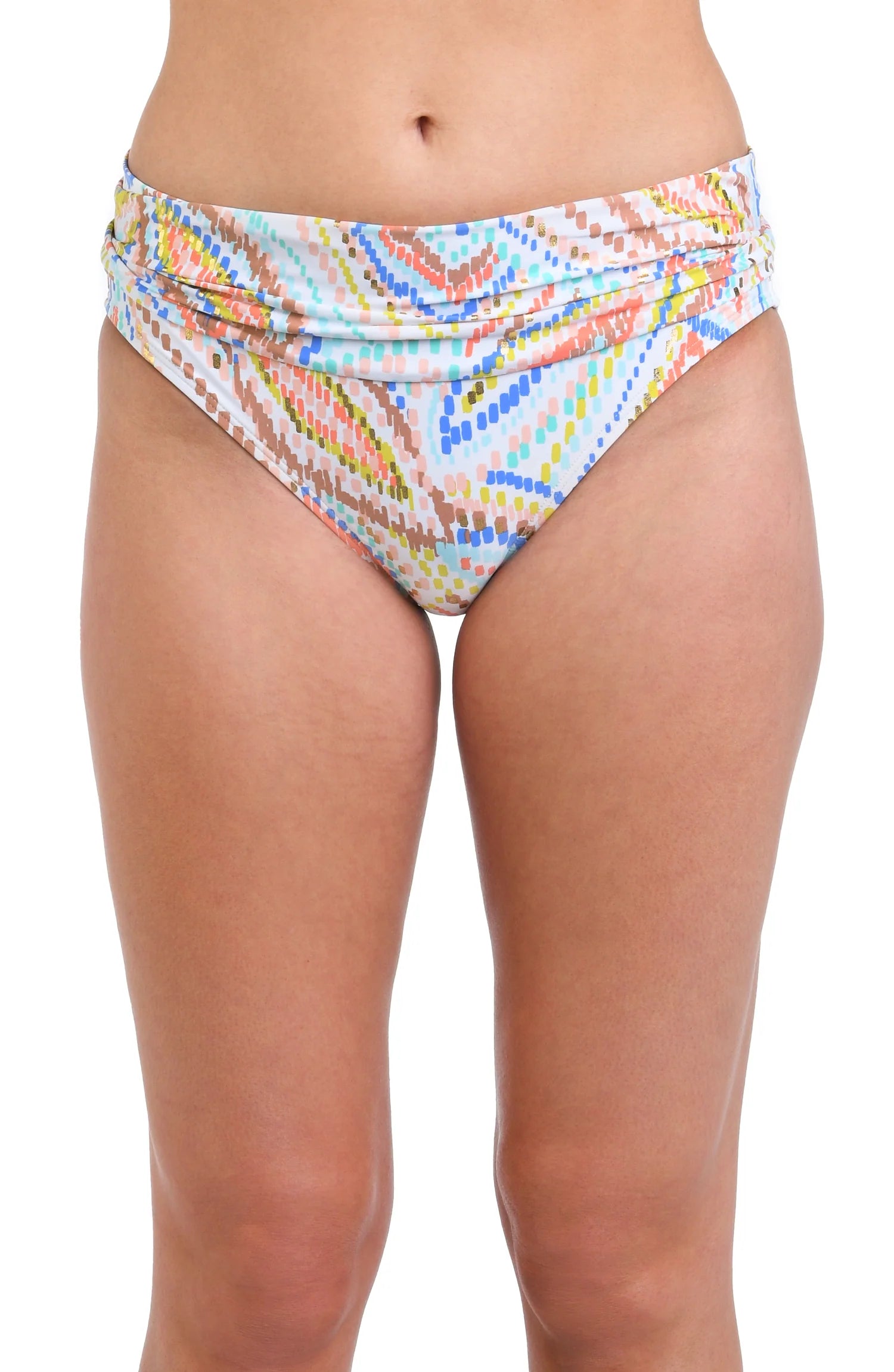 Women’s bikini bottoms double layer -La Blanca Sunbaked Jewels Shirred Band Hipster Bottom