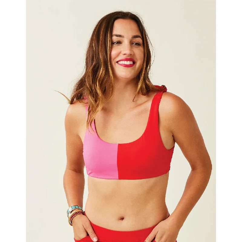 ladies bikini top choker style -Carve Sandhaven Colorblock Top: Fuchsia w. Hot Red