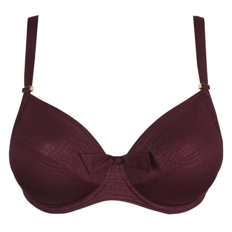 ladies bikini top drapey fit -Prima Donna Dalyan Full Cup Bikini Top Wine