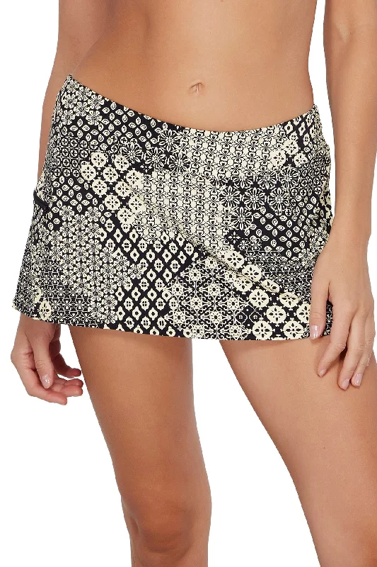 Women’s bikini bottoms banded style -Sunsets Venice Seagrass Texture Sporty Swim Skirt Bottom