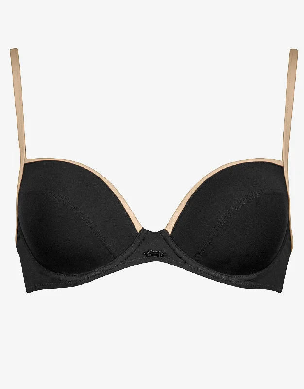 ladies bikini top pull over -Pura Underwired Bikini Top - Black Camel