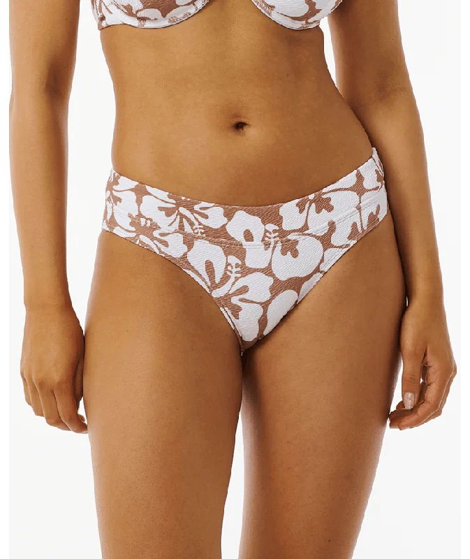 Women’s bikini bottoms bikini top match -Rip Curl Hibiscus Heat Good Bottom-Brown