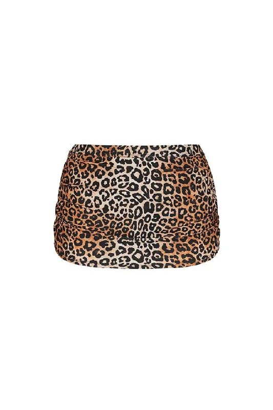 Women’s bikini bottoms fringe trim -Leopard Retro Skirted Bikini Bottoms | Sustainable Swimwear