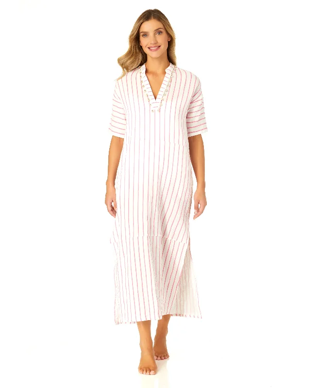 Women’s cover-up sleek silhouette -Women's Maxi Dress With Side Slits And Shell Details Cover Up