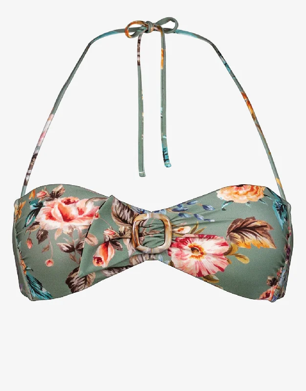 ladies bikini top mid cost -Boho Blossom Bandeau Bikini Top - Vintage Garden