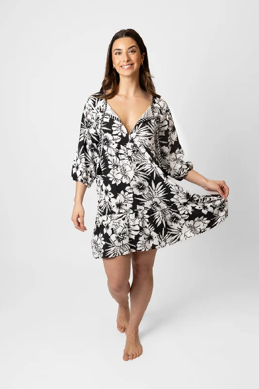 Women’s cover-up discount deal -Copacabana Floral V-Neck Tunic Dress