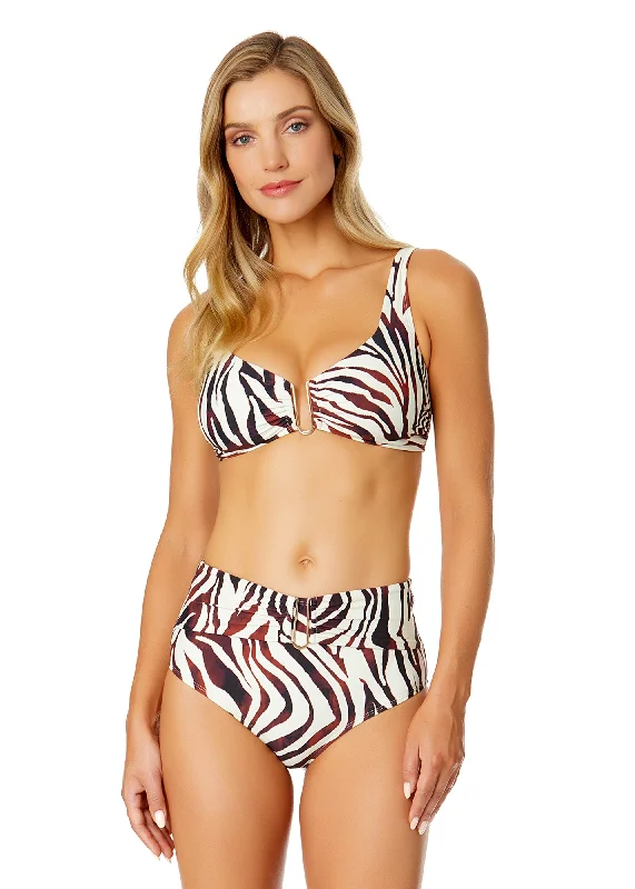 ladies bikini top diamond grid -Women's Tiger Dance Ring Front Underwire Bikini Swim Top