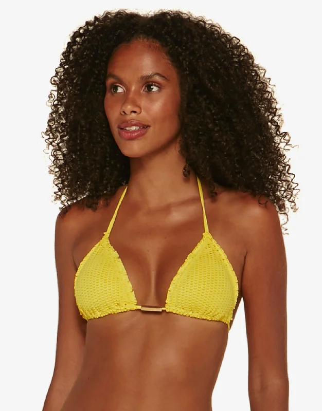 ladies bikini top wave party -Light Scales Ripple Tri Bikini Top - Yellow