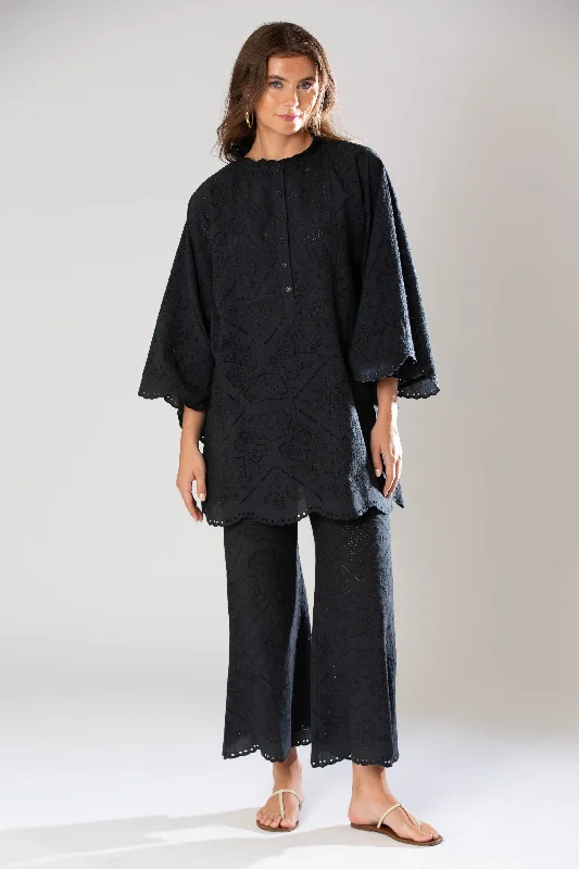 Women’s cover-up asymmetrical hem -Rowena Eyelet Top / Caftan