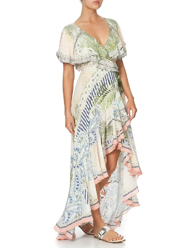 Women’s cover-up boho spirit -Beach Shack Frill Sleeve Long Dress