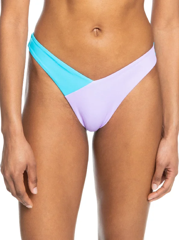 Women’s bikini bottoms poolside splash -Roxy Colorblock Party Cheeky HL Bottom-Bachelor Button