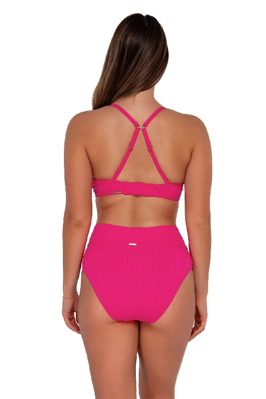 Women’s bikini bottoms workout wear -Sunsets Begonia Sandbar Rib Summer Lovin' V-Front Bottom