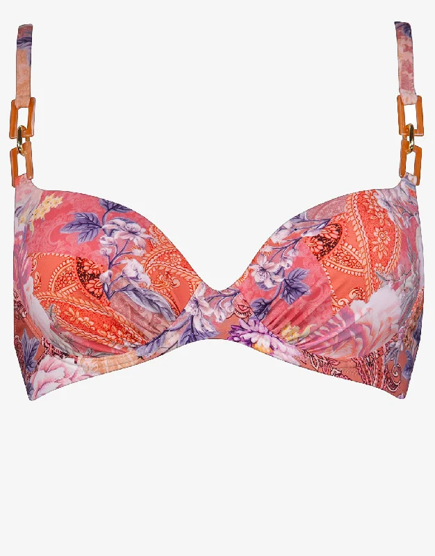 ladies bikini top one time -Euphoria Gathered Underwired Bikini Top - Rose Infusion