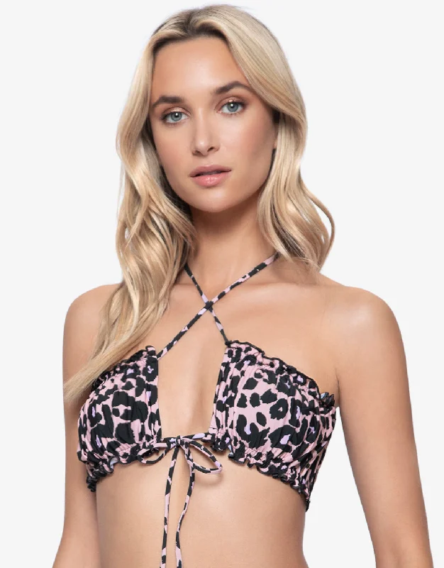 ladies bikini top loop ties -Nala Remi Ruched Bandeau Bikini Top