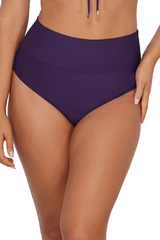 Women’s bikini bottoms padded lift -Sunsets Paradise Plum Hannah High Waist Bottom