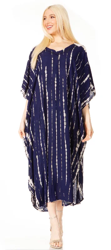 Women’s cover-up sunset fade -Sakkas Maitte Women's V-Neck Printed Kaftan Cover-Up Dress for the Beach