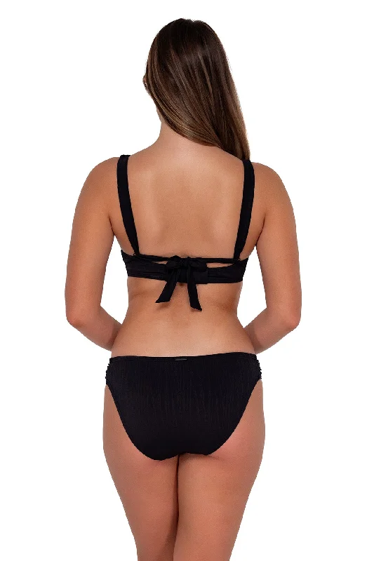 Women’s bikini bottoms postpartum ease -Sunsets Black Seagrass Texture Audra Hipster Bottom