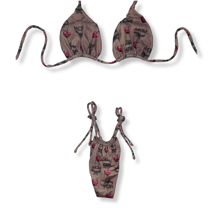 ladies bikini top bunched front -Cherry On Top Tie Bikini