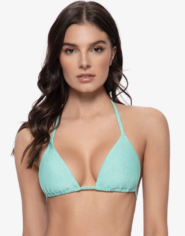 ladies bikini top flutter sleeves -Divine Triangle Bikini Top - Aqua