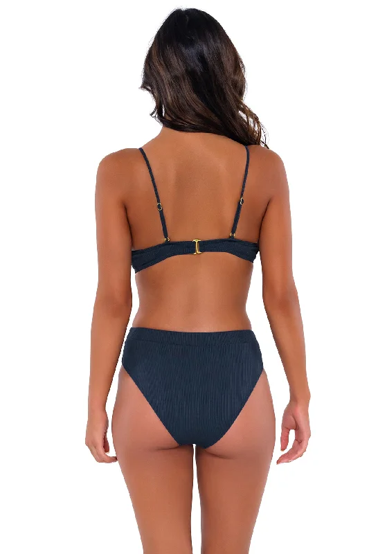 Women’s bikini bottoms mesh accent -B Swim Navy Baja Rib Margot Bottom