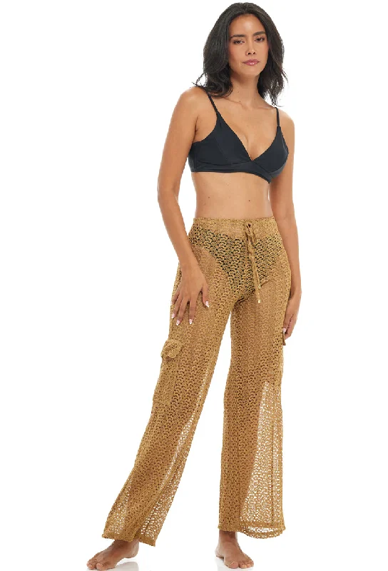 Women’s cover-up sustainable design -PULL ON POCKETS PANT WITH MOCK DRAWSTRING - GLAM