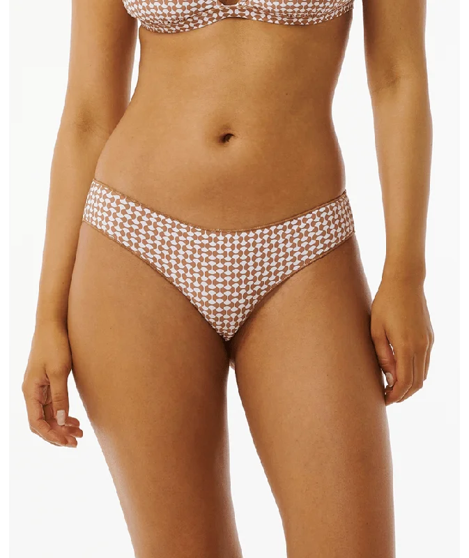 Women’s bikini bottoms string detail -Rip Curl Classic Surf Cheeky Bottom-White/Brown