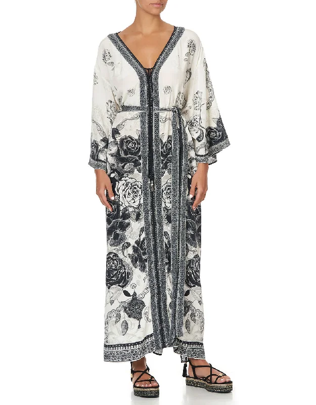 Women’s cover-up quick dry -Midnight Pearl Drop Shoulder Kaftan