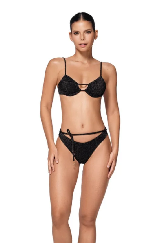 ladies bikini top woven front -Blair Raven Bikini Top