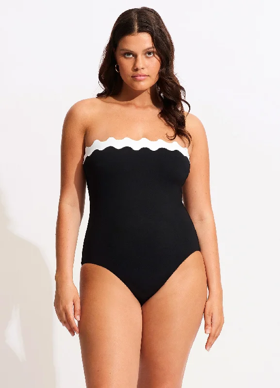 ladies one-piece swimsuit timed deal -Gia Ric Rac One Piece - Black