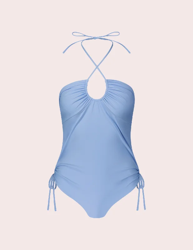 ladies one-piece swimsuit elastic waist -Jane One Piece in Sky