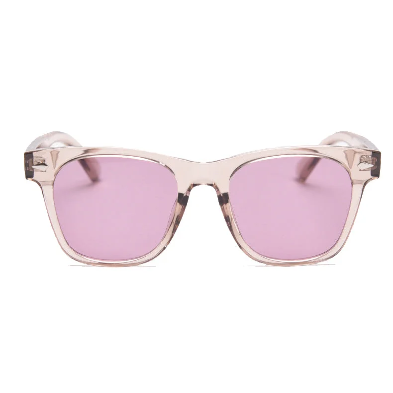 ladies sunglasses carved profile -Button Square Full-Rim Sunglasses