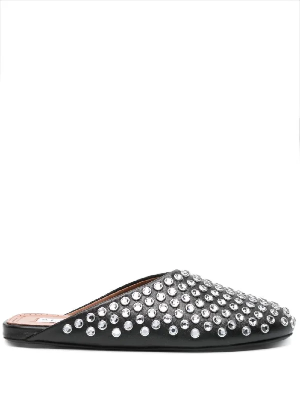 Women’s sandals subtle shade -ALAIA Elegant Rhinestone-Embellished Ballet Flats