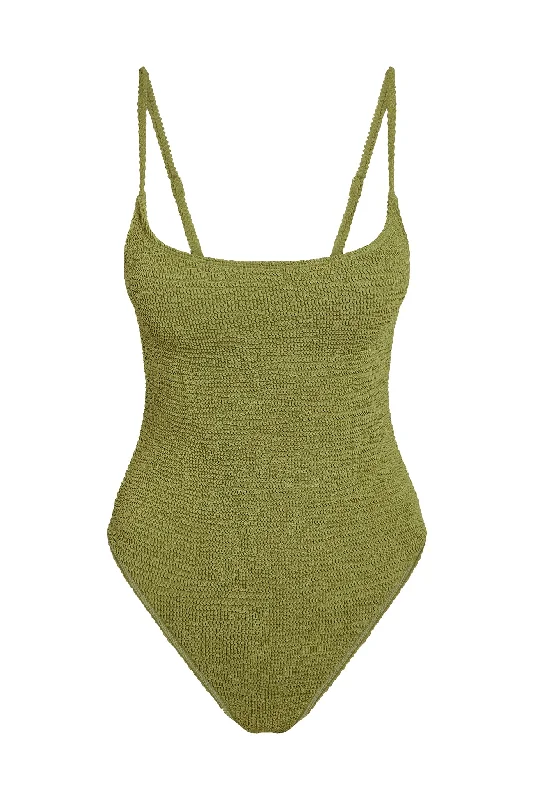 ladies one-piece swimsuit no wires -Bahamas One Piece - Vivid Moss Crinkle