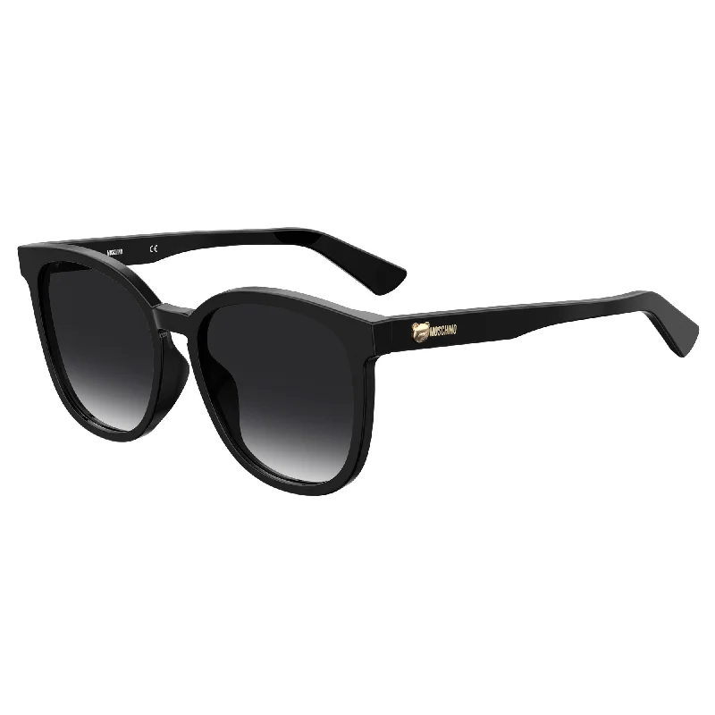 ladies sunglasses frosted lenses -Moschino MOS074/F/S 807 569O(MOS3) Unisex Black Sunglasses