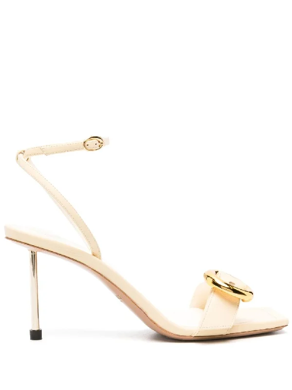 Women’s sandals asymmetrical cut -JACQUEMUS High Heel Crossover Strap Sandals with Ankle Buckle - 100MM