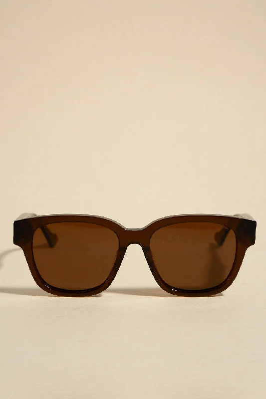 ladies sunglasses thin frame -London Chocolate Classic Round Sunglasses