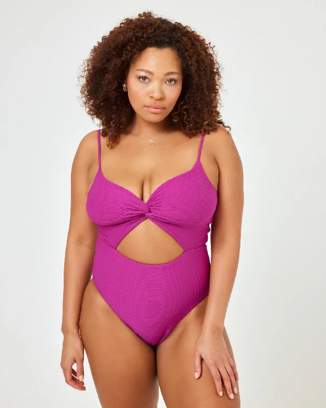 ladies one-piece swimsuit old school -Eco Chic Repreve® Kyslee One Piece Swimsuit - Berry